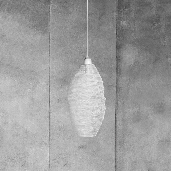 Wire Crochet Pendant Light - Pod - Medium - White