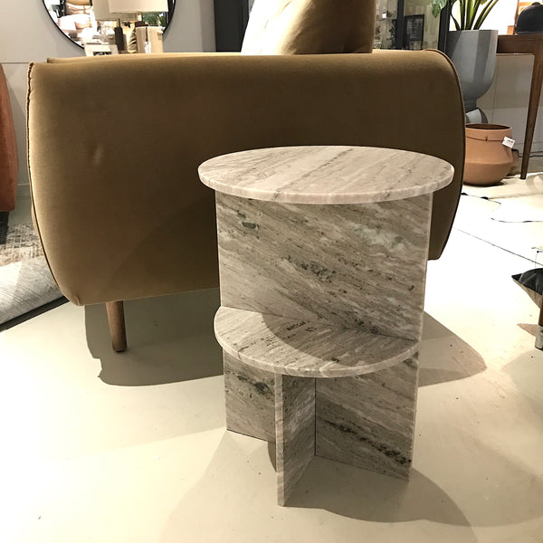 LUNA Beige Marble Side Table