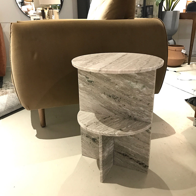 Beige marble outlet side table