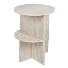 LUNA Beige Marble Side Table