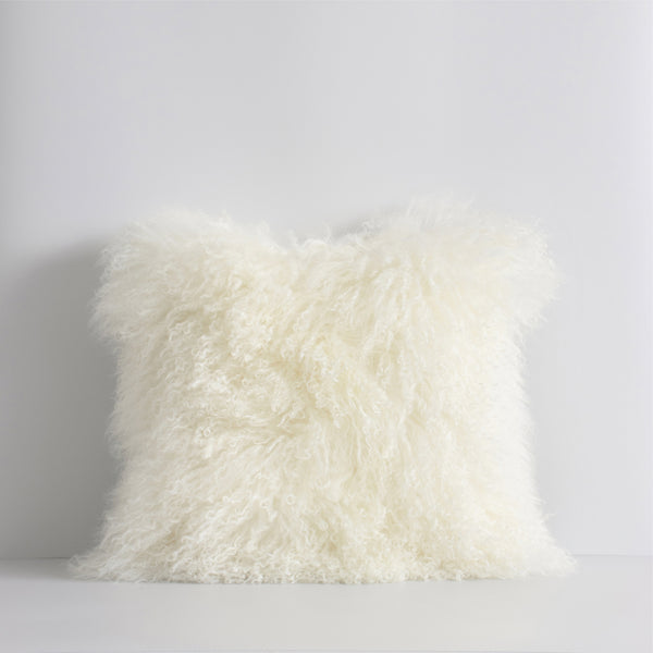 Rodwell and Astor - BAYA Meru Cushion - Tibetan Lamb Hide - Natural White