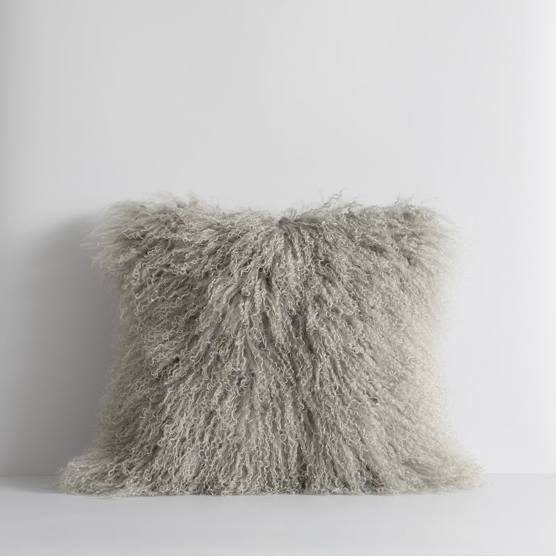 Rodwell and Astor - BAYA Meru Cushion - Tibetan Lamb Hide - Silver Grey