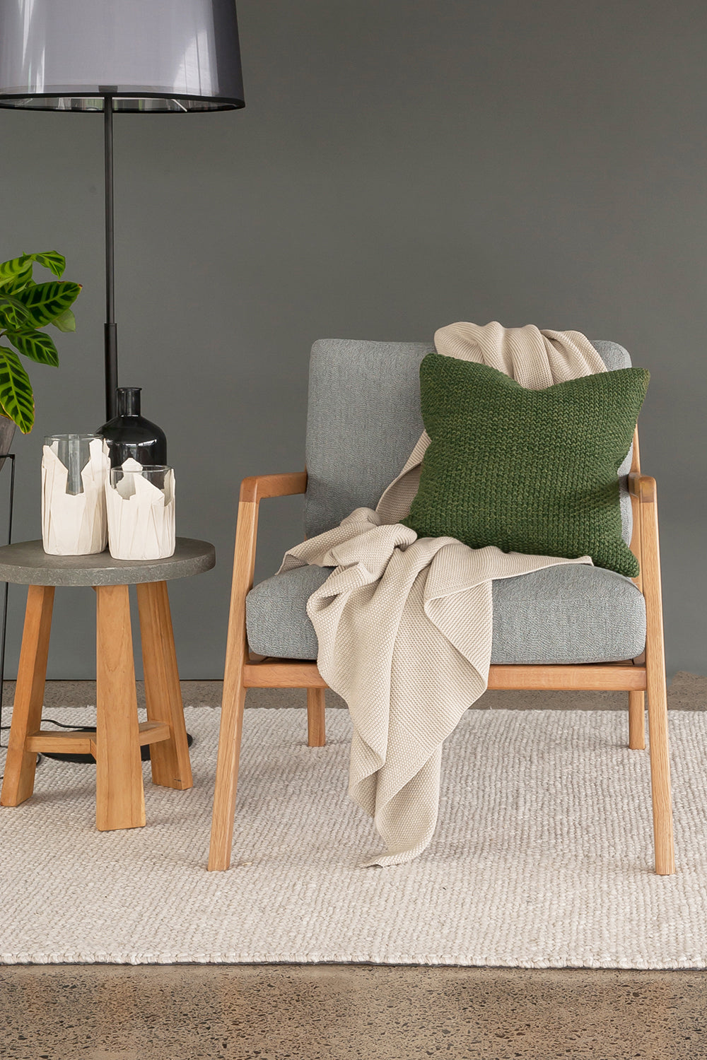 BAYA Milford Moss Stitch Cushion - Spruce