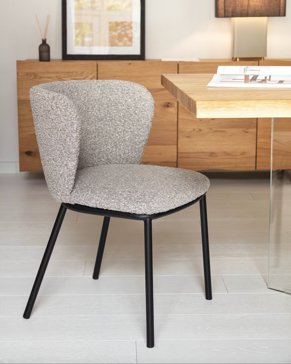 Murray Chair - Grey Shearling Boucle + Black Metal Rodwell and Astor Modern Eclectic Style Brunswick 