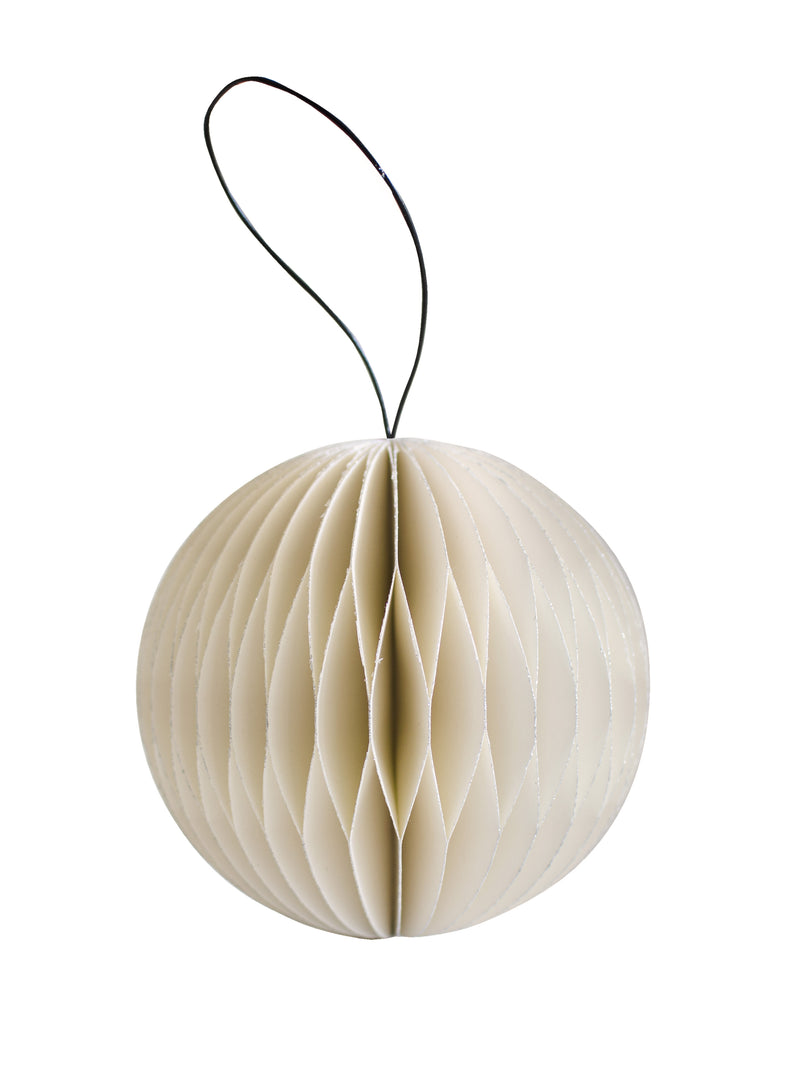 Rodwell and Astor - Paper Sphere Ornament - Antique White 