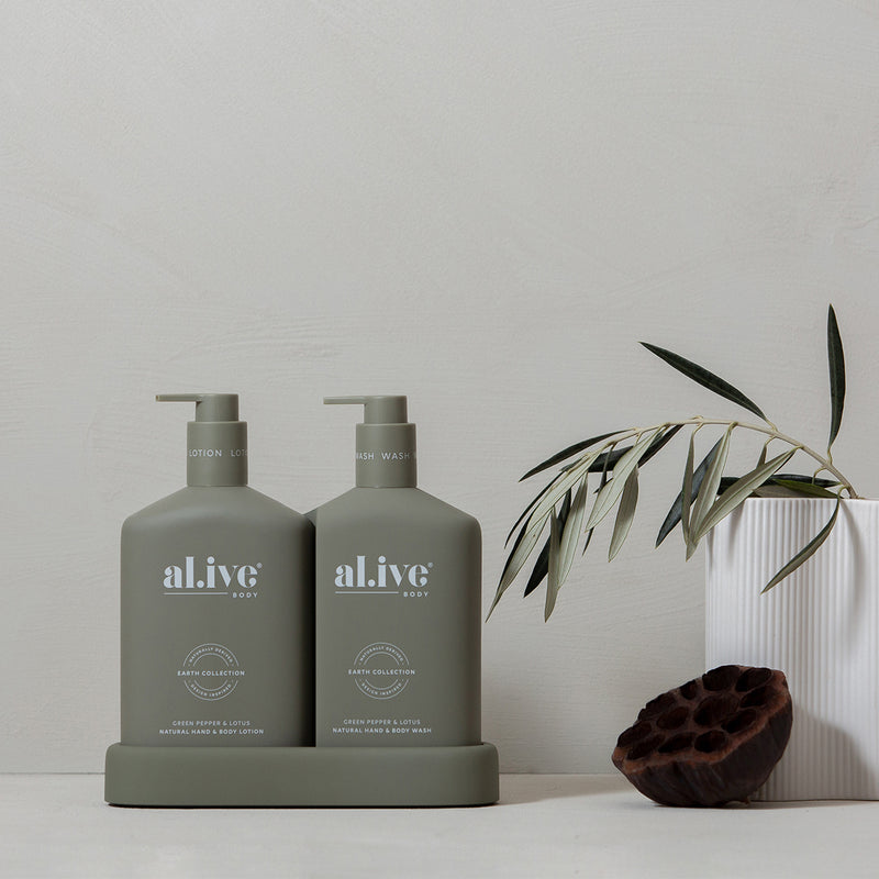 Rodwell and Astor - AL.IVE Wash & Lotion Duo +Tray - Green Pepper & Lotus