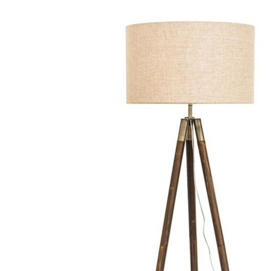 Princeton Wooden Tripod Lamp - Linen Shade