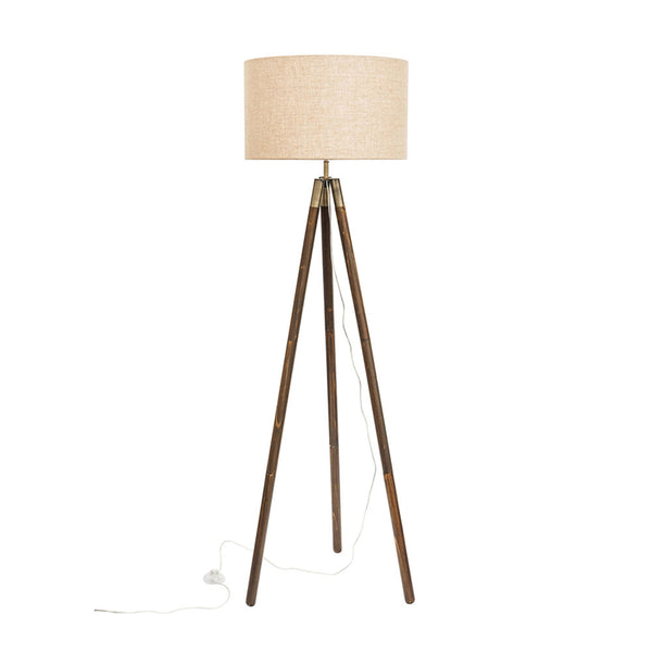 Princeton Wooden Tripod Lamp - Linen Shade