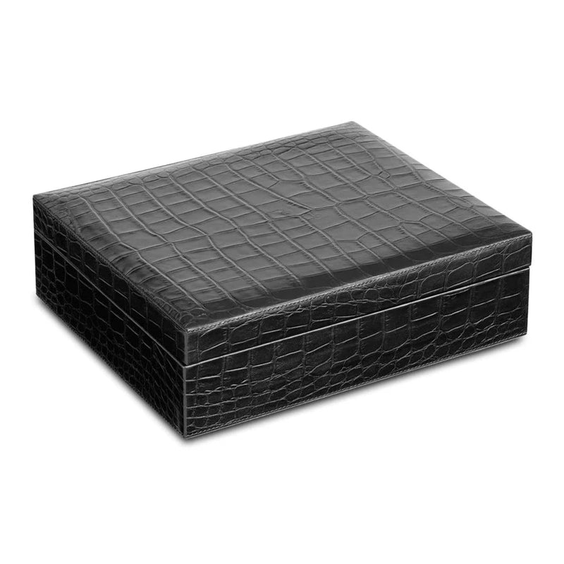 Rodwell and Astor - Memory Box - Embossed Croc - Black Leather