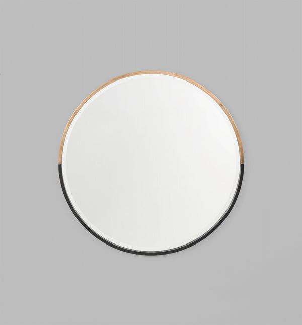 Two Tone Half Moon Mirror - Black/Brass