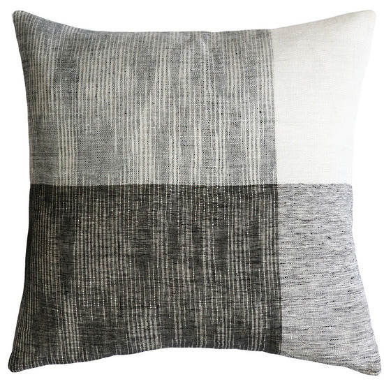 MULBERI Wilson Linen Cushion - Black & Ecru 50 x 50cm