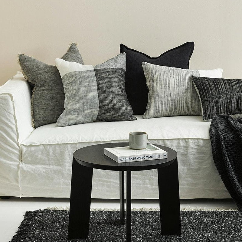 MULBERI Wilson Linen Cushion - Black & Ecru 50 x 50cm