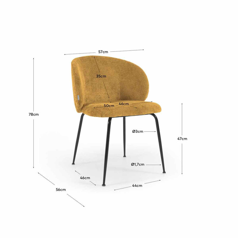 Yarra Dining Chair - Mustard Chenille Rodwell and Astor