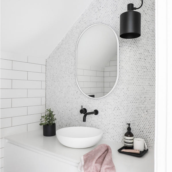 MIDDLE OF NOWHERE Bjorn Oval Mirror - Bright White - 3 Sizes Available