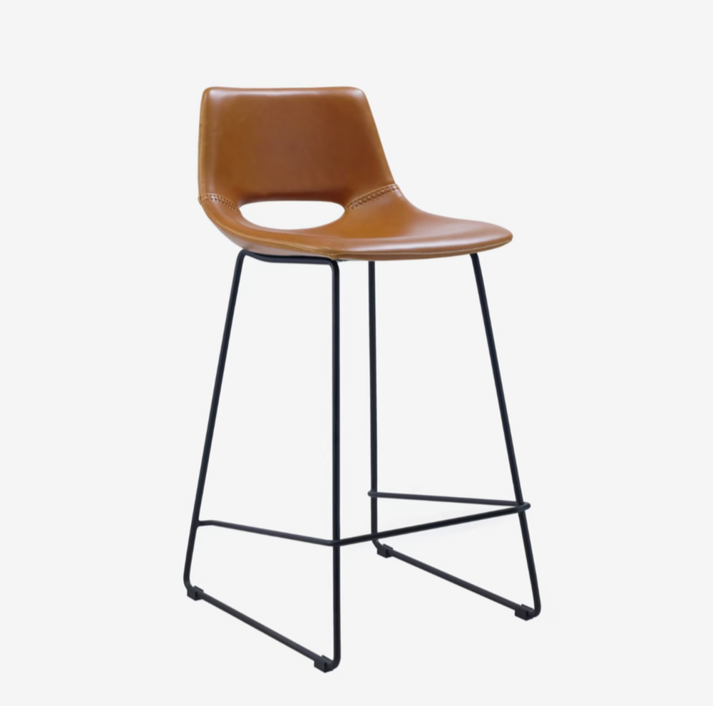 Bowie Vegan Leather Bar Stool - Rust