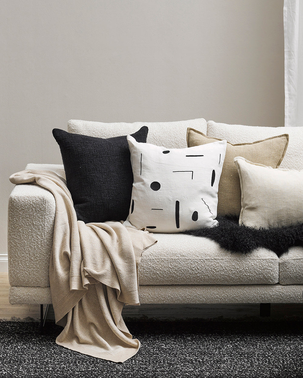 BAYA Carmel Knitted Cotton Throw - Fawn - 125 x 150cm