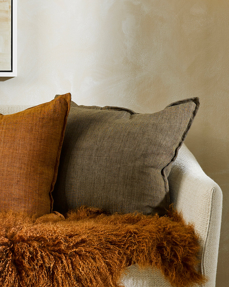 BAYA Cassia Linen Cushion - Clove - 55 x 55cm