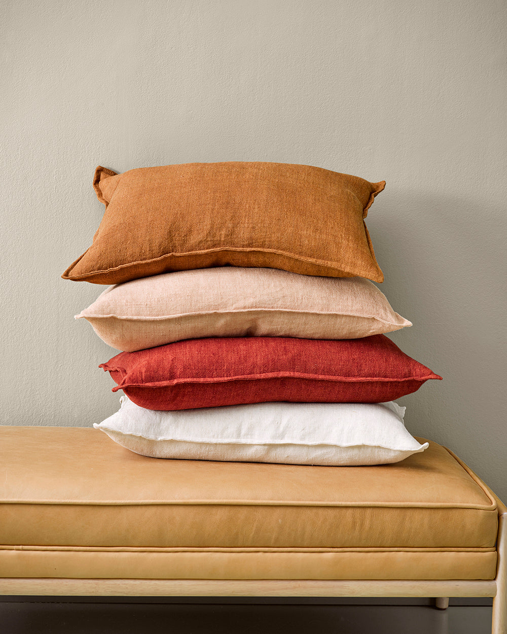BAYA Cassia Cushion - Red Leather - 55 x 55cm