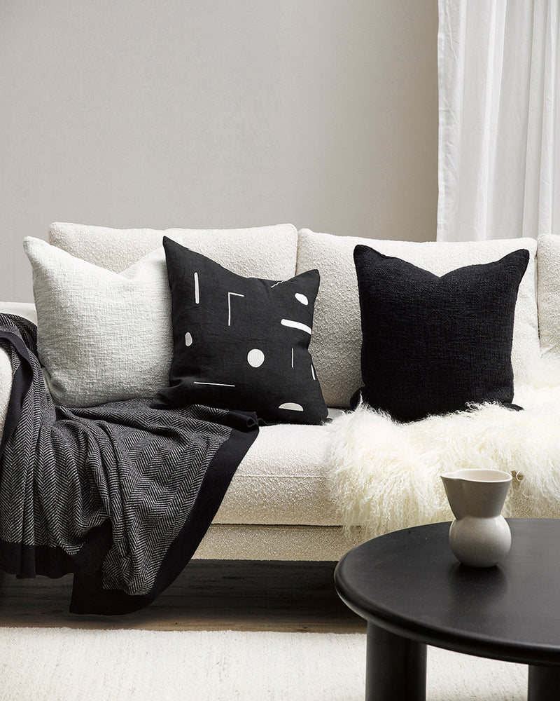 Cyprian Cushion - White - 50 x 50cm Rodwell and Astor BAYA Cushions Brunswick Melbourne Modern Eclectic Style