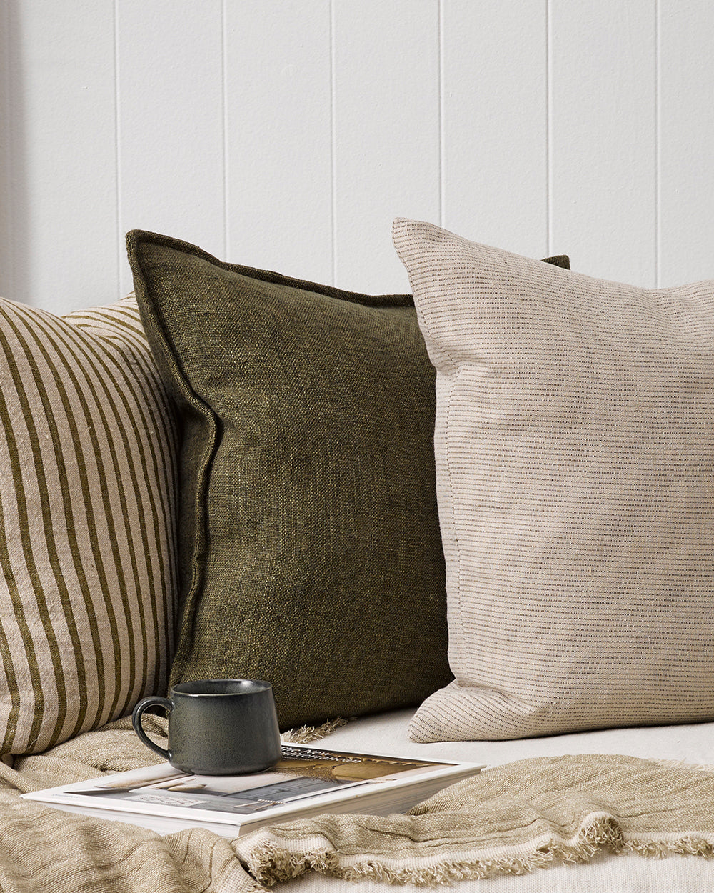 Flaxmill Linen Cushion - Winter Moss