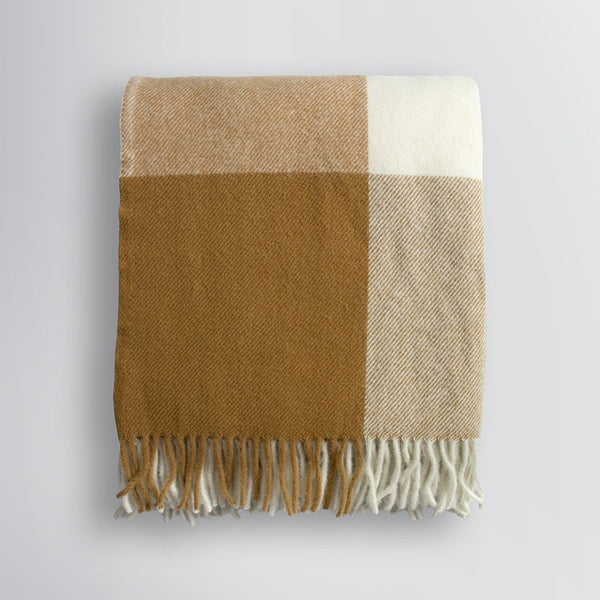 Rodwell and Astor - Gladstone 100% NZ Wool Throw - Ochre/Natural White