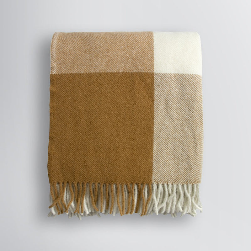 Rodwell and Astor - Gladstone 100% NZ Wool Throw - Ochre/Natural White