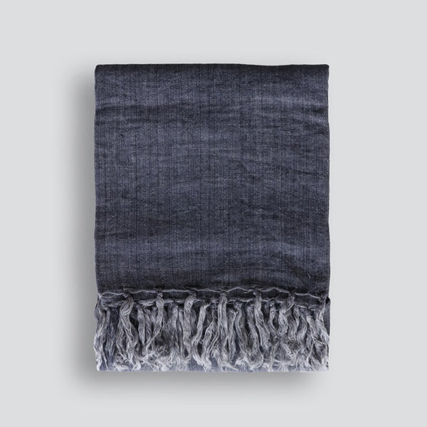 Indira Linen Throw - French Navy