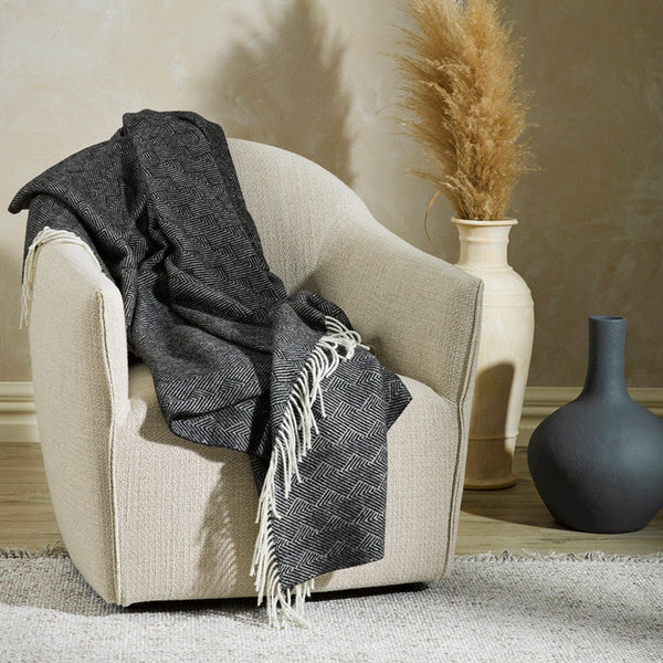 BAYA Lana 100% NZ Wool Throw - Licorice Rodwell and Astor Modern Eclectic Style Brunswick Melbourne Homewares