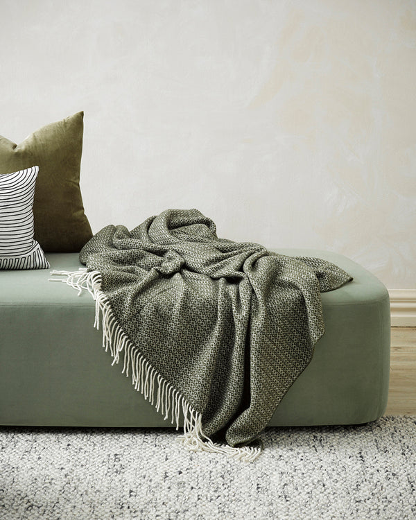 BAYA Littano Merino Wool Throw - Kale