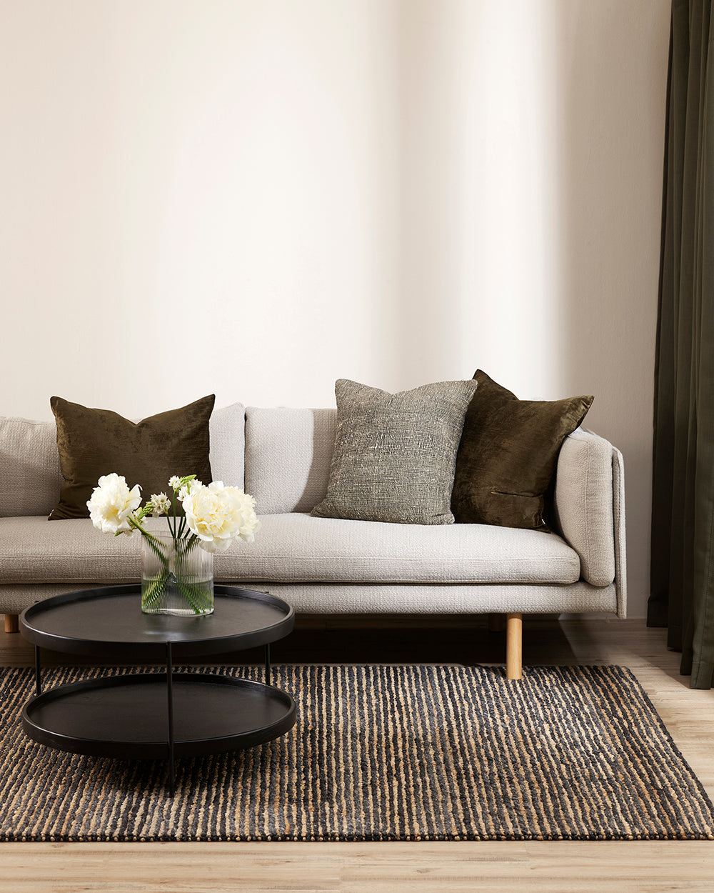 Magnus Cushion - Black/Natural - 50x50cm Rodwell and Astor Modern Eclectic Style Brunswick Melbourne