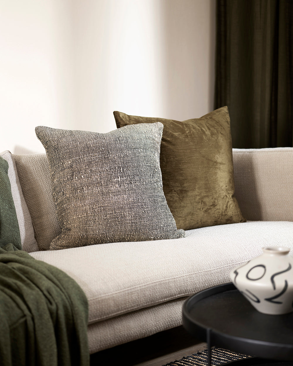 Magnus Cushion - Black/Natural - 50x50cm Rodwell and Astor Modern Eclectic Style Brunswick Melbourne