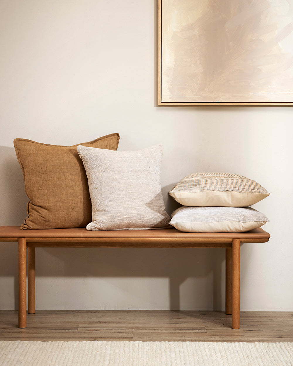 Magnus Cushion - White/Natural - 50x50cm Rodwell and Astor Modern Eclectic Style Brunswick Melbourne