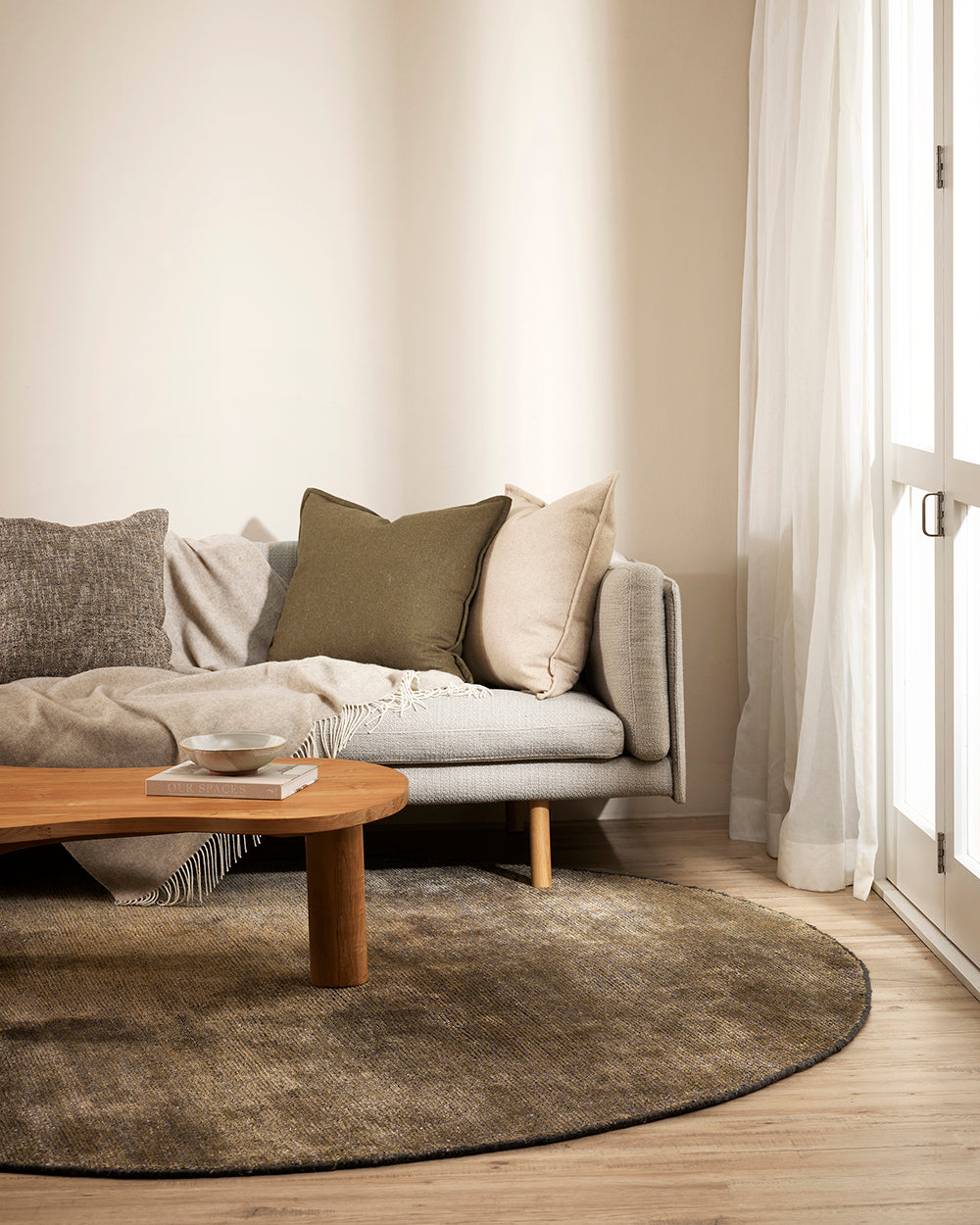 Maximus Wool Blend Cushion - Khaki - 55x55cm Rodwell and Astor Modern Eclectic Style Brunswick Melbourne