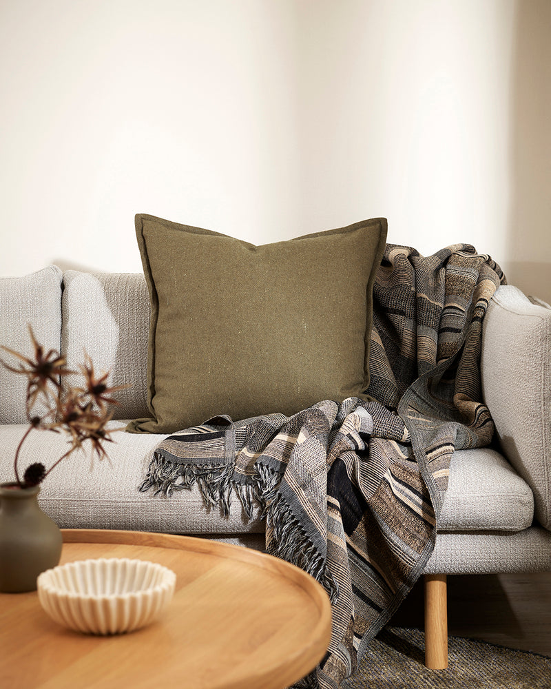 Maximus Wool Blend Cushion Khaki 55x55cm Rodwell and Astor
