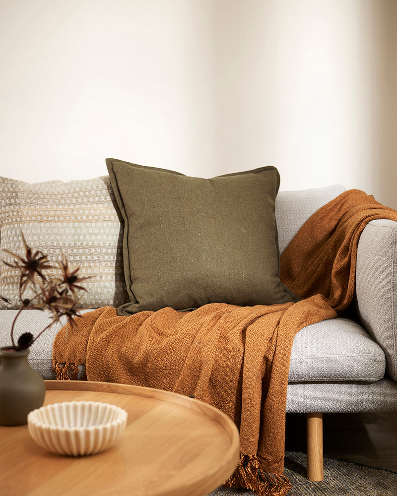 Maximus Wool Blend Cushion - Khaki - 55x55cm Rodwell and Astor Modern Eclectic Style Brunswick Melbourne
