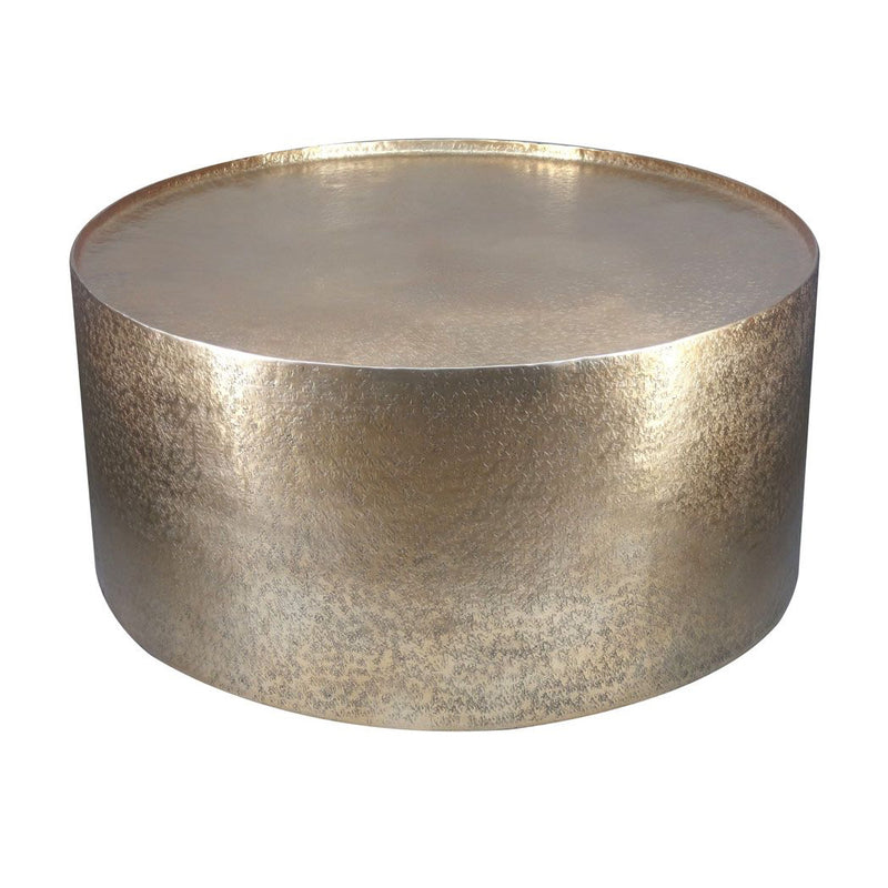 Hammered Metal Drum Coffee Table - Gold