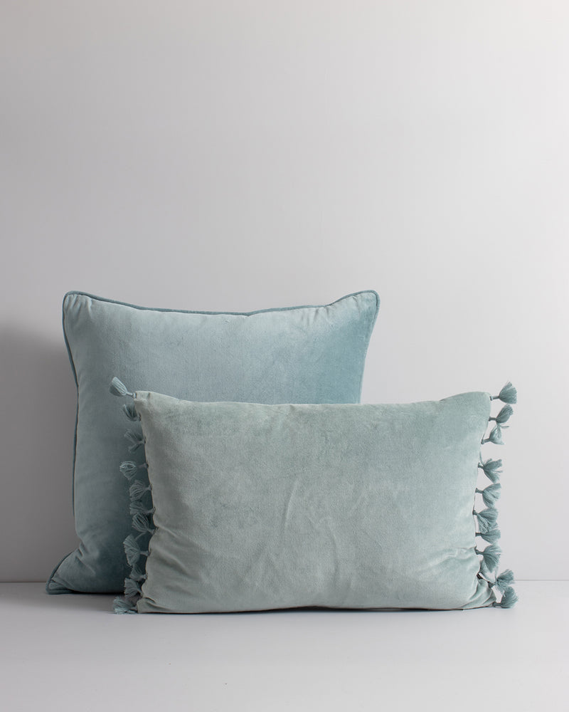 Duck egg shop blue velvet cushions