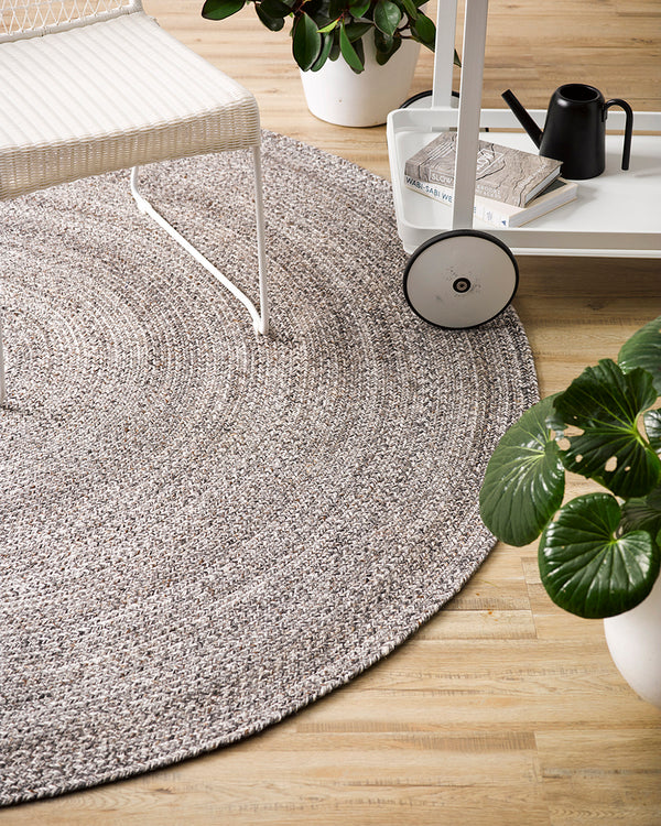 BAYA Mornington Indoor Outdoor Round Rug - Dark Pebble