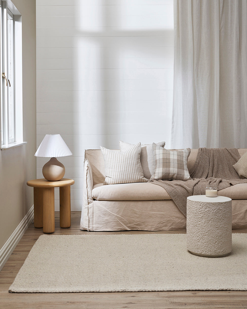 Nebraska Floor Rug - Natural White Rodwell and Astor Modern Eclectic Style Brunswick