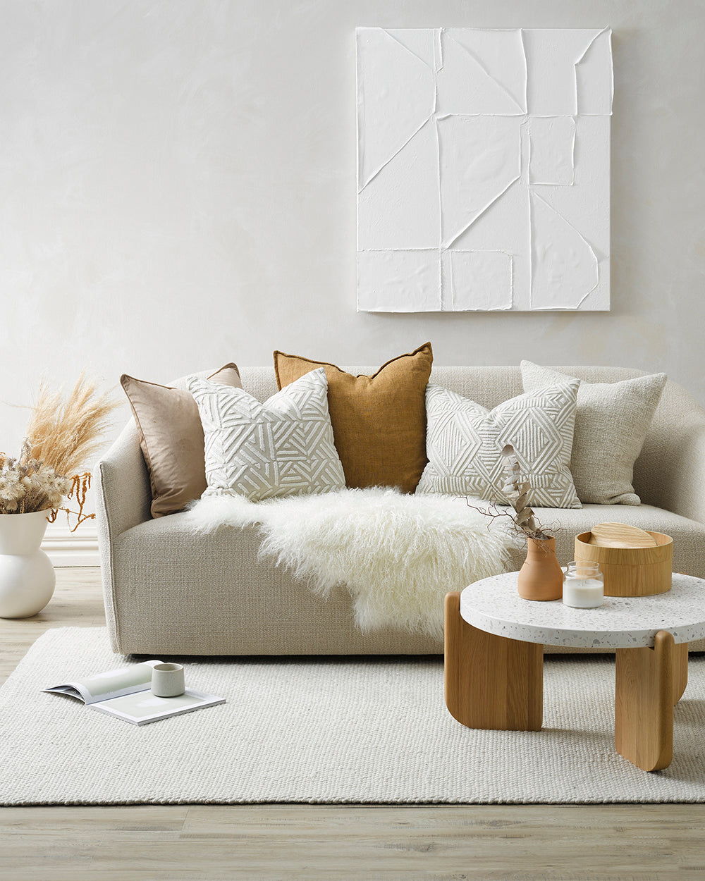 Nebraska Floor Rug - Natural White Rodwell and Astor Modern Eclectic Style Brunswick