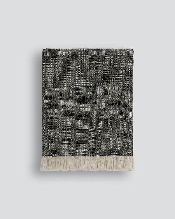 Perendale 100% Wool Throw - Black/Natural BAYA Stockist Brunswick Melbourne Rodwell and Astor