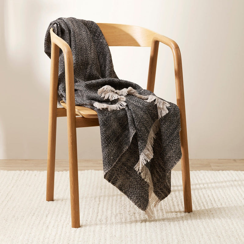 Perendale 100% Wool Throw - Black/Natural BAYA Stockist Brunswick Melbourne Rodwell and Astor