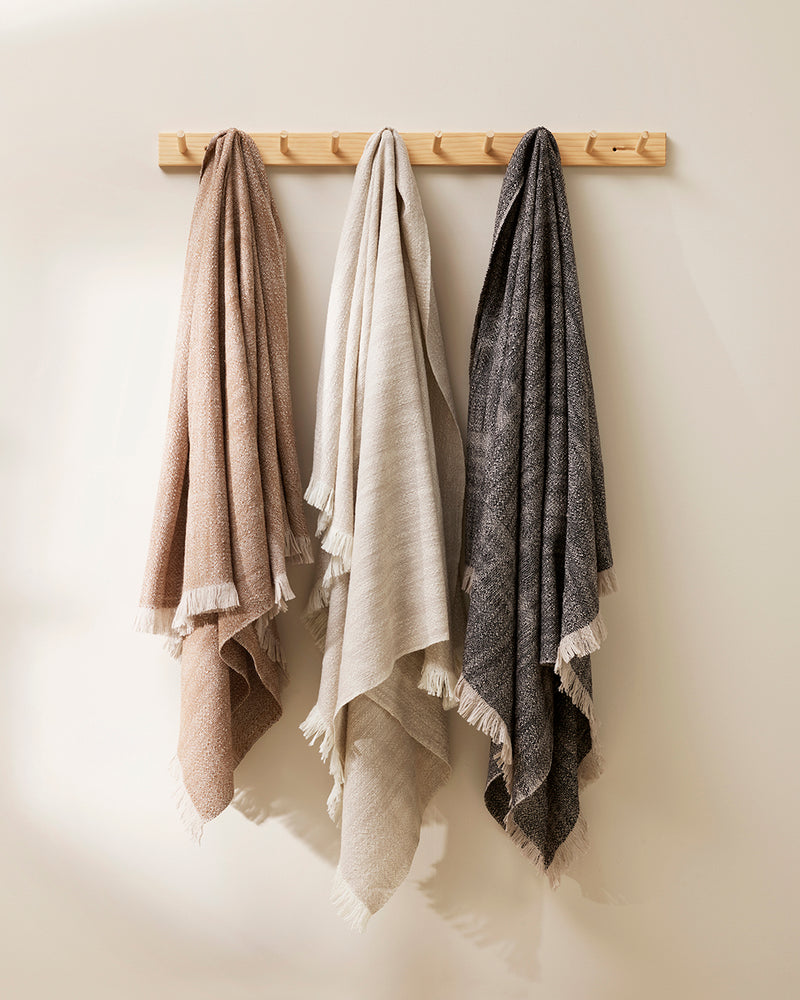 Perendale 100% Wool Throw - Black/Natural BAYA Stockist Brunswick Melbourne Rodwell and Astor