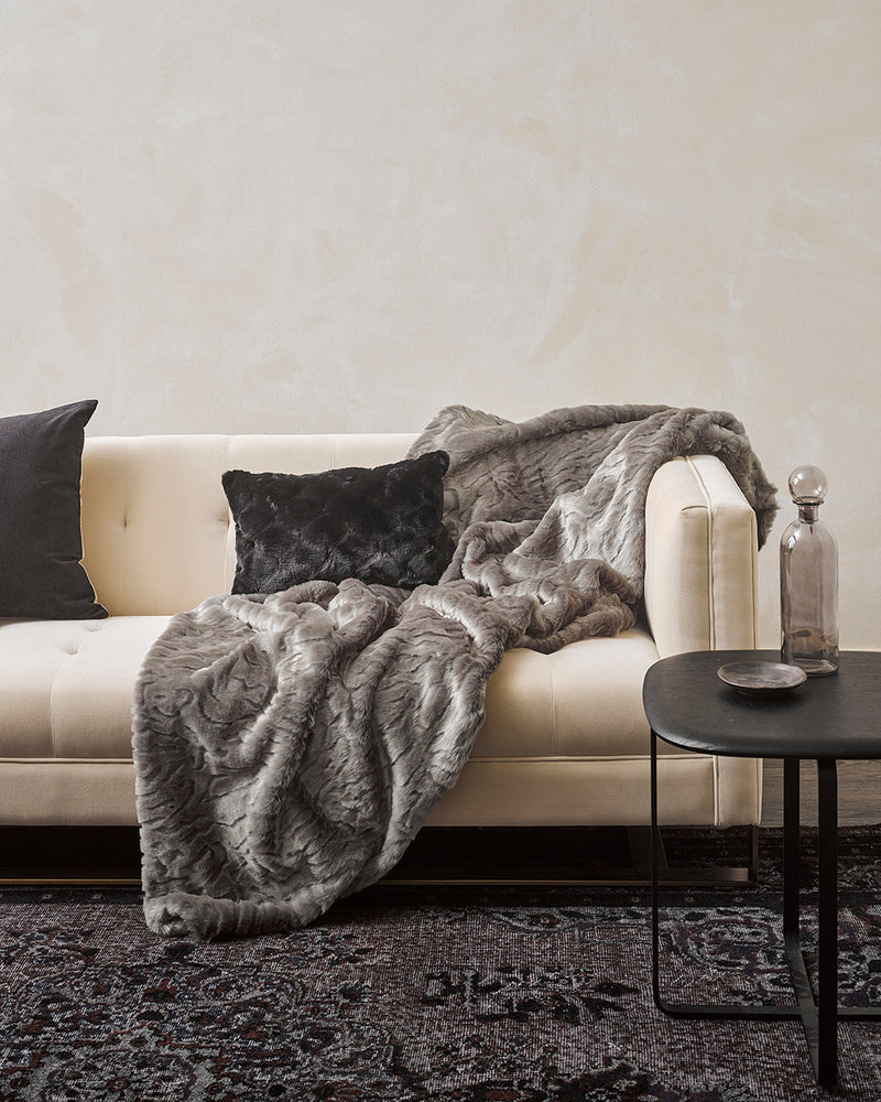 Rodwell and Astor - HEIRLOOM Pewter Chinchilla Faux Fur Throw