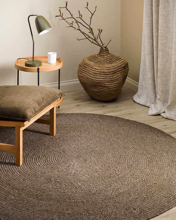 Rodwell and Astor - BAYA Tairua Round Floor Rug - Dark Taupe