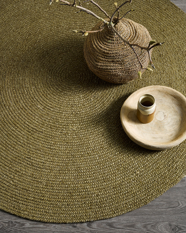 BAYA Tairua Round Floor Rug - Moss Green