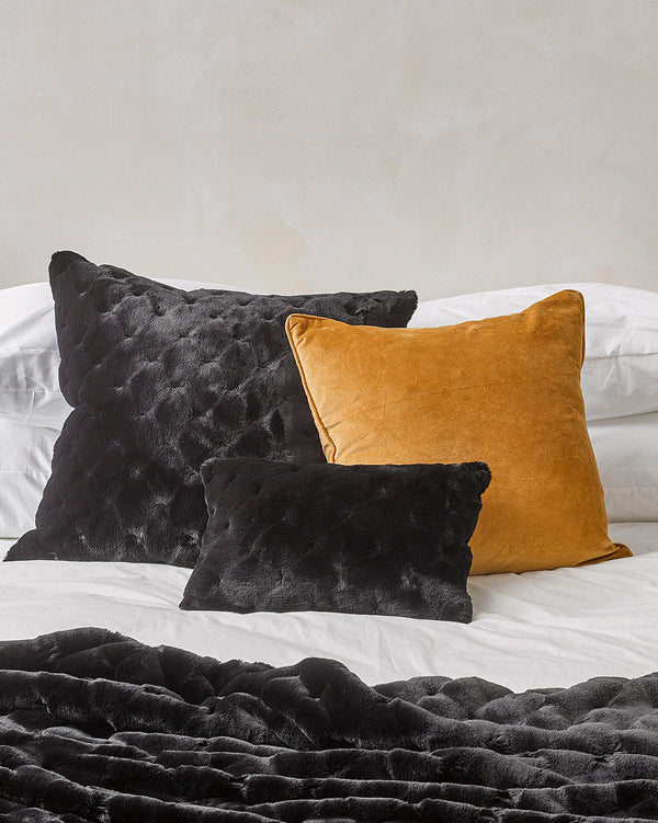 Rodwell and Astor - Heirloom Valentina Faux Fur Cushion - Black - 45