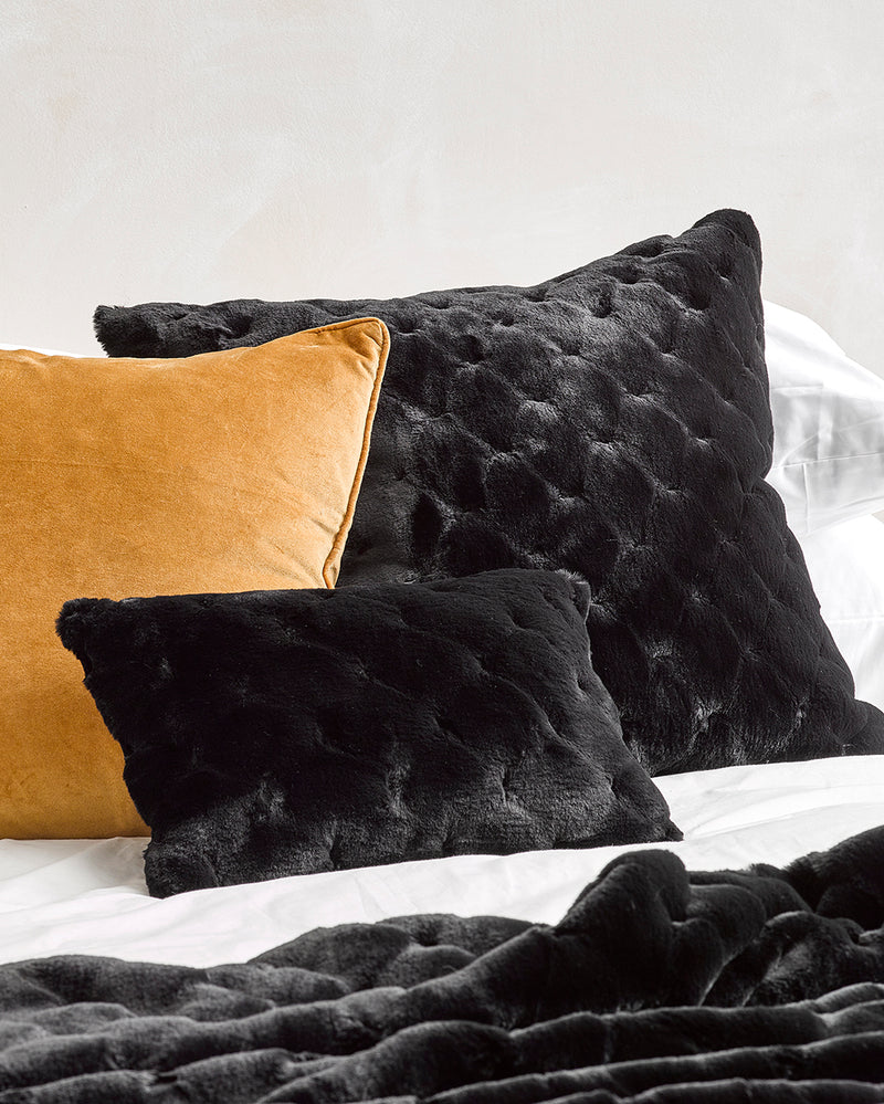 Rodwell and Astor - Heirloom Valentina Faux Fur Cushion - Black - 65cm