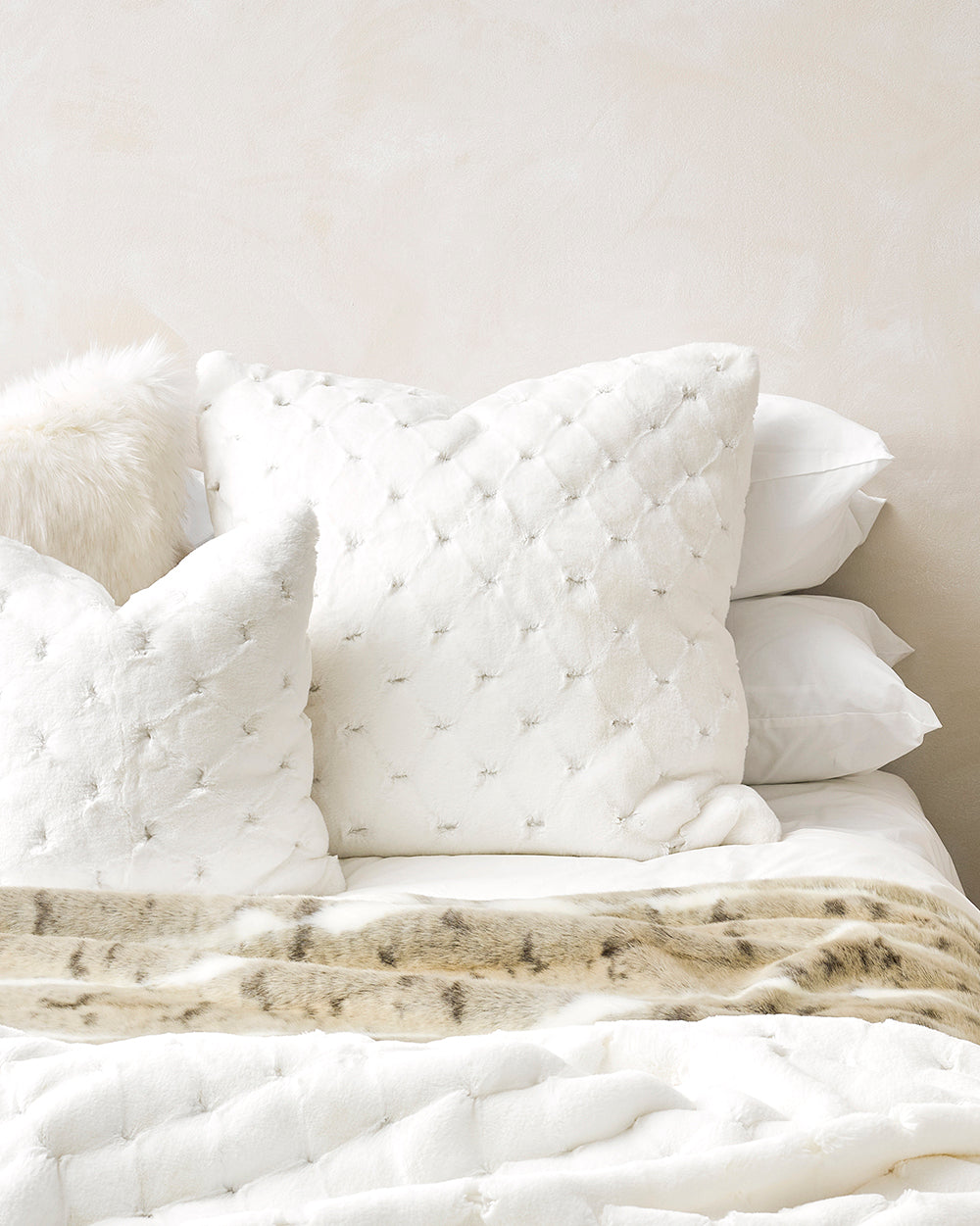 Rodwell and Astor - Heirloom Valentina Faux Fur Cushion - White - 65cm