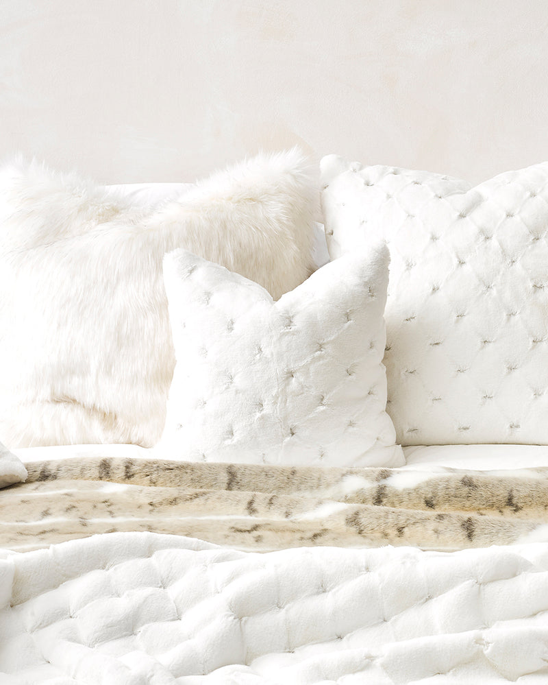 Rodwell and Astor - Heirloom Valentina Faux Fur Cushion - White - 65cm